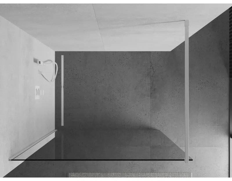 Mexen Kioto, Walk-In sprchová zástena 140 x 200 cm, 8mm číre sklo, biely profil, 800-140-101-20-00