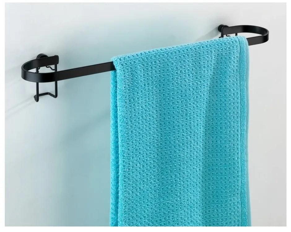 Čierny nástenný stojan na uteráky Wenko Classic Plus