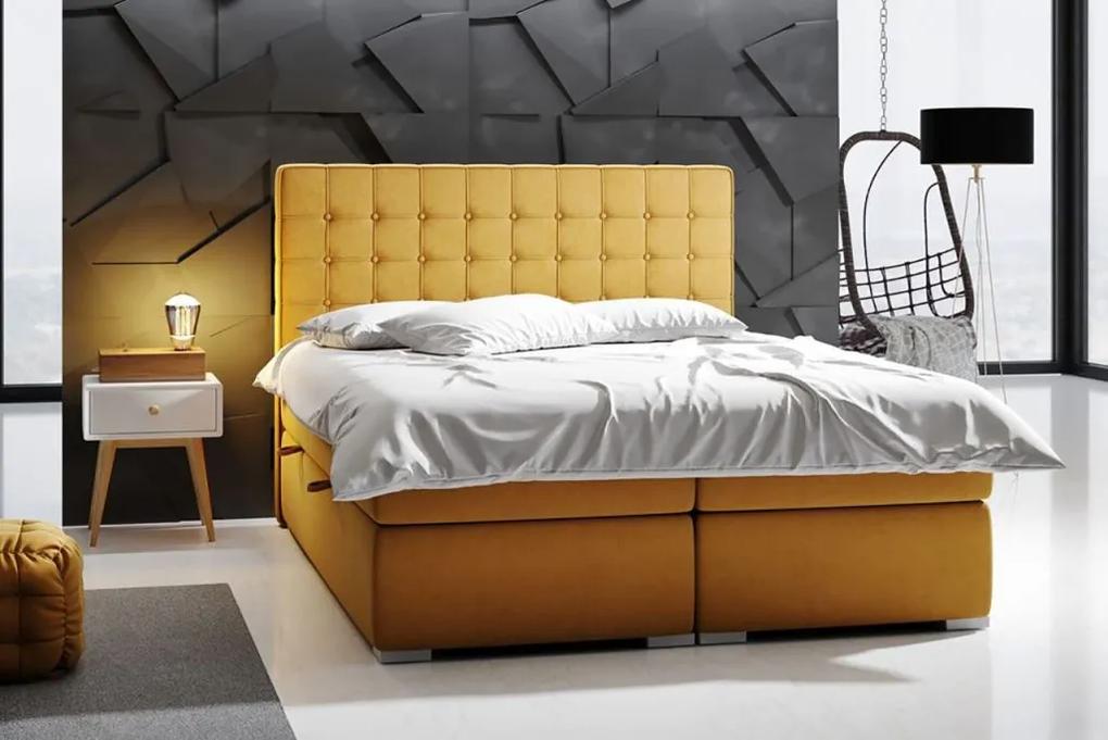 Kontinentálna posteľ BLAIR 140x200 magic velvet - žltá