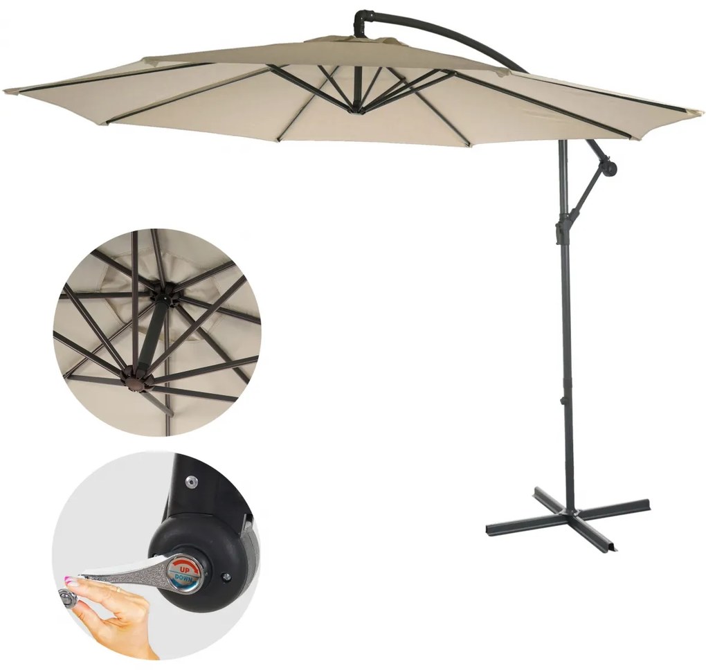 Slnečník Acerra Ø 3m polyester/oceľ - krémová bez stojanu