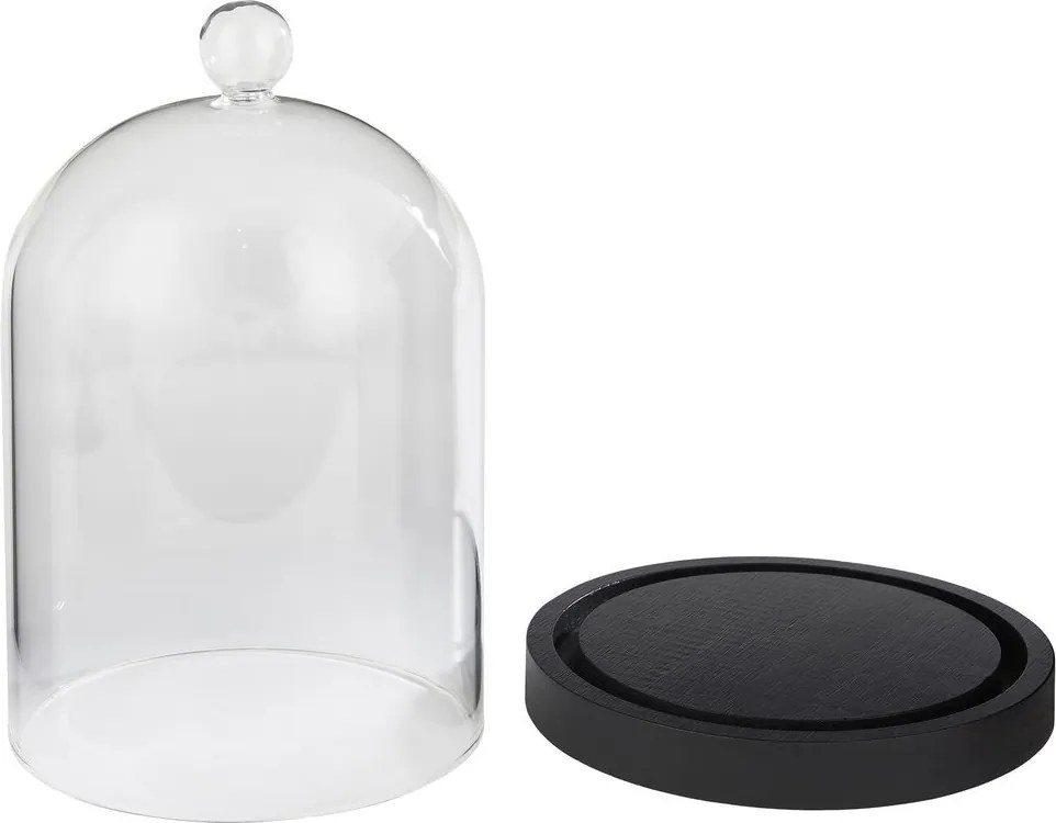 DOME Sklenený poklop na sviečky s podstavcom 20 cm – čierna