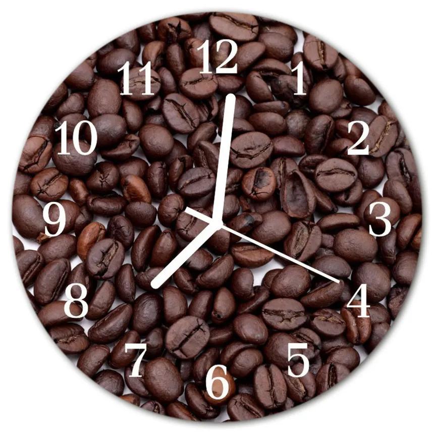 Nástenné sklenené hodiny Zrnková káva fi 30 cm