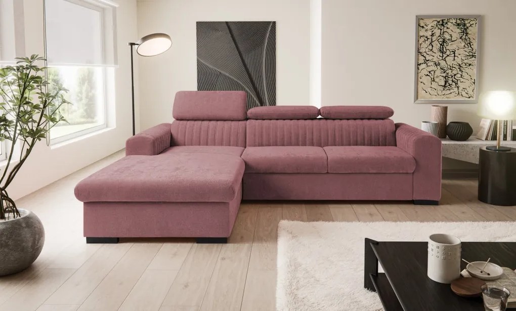 Rohová sedačka Sansa, staroružová látka, ľavý roh