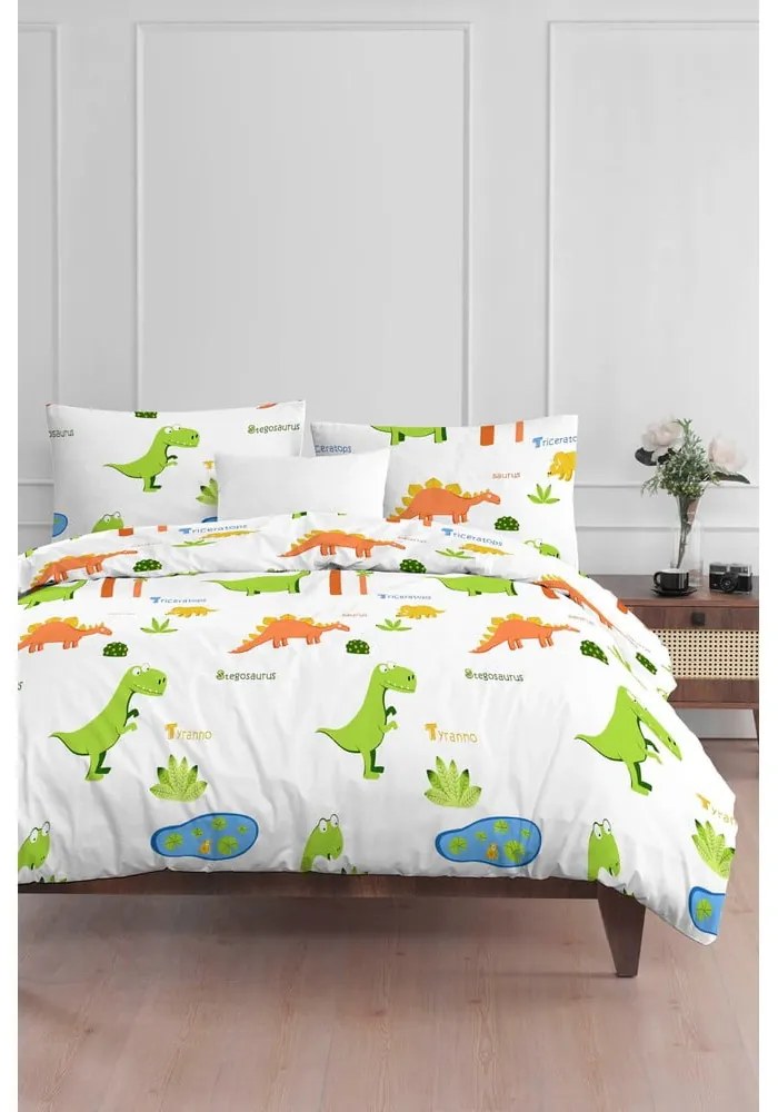Biele detské obliečky na jednolôžko 140x200 cm Dinolar – Mijolnir