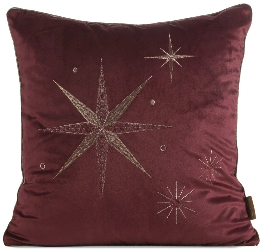 VIANOČNÁ DEKORAČNÁ OBLIEČKA NA VANKÚŠ STAR 45X45 CM BORDOVÁ