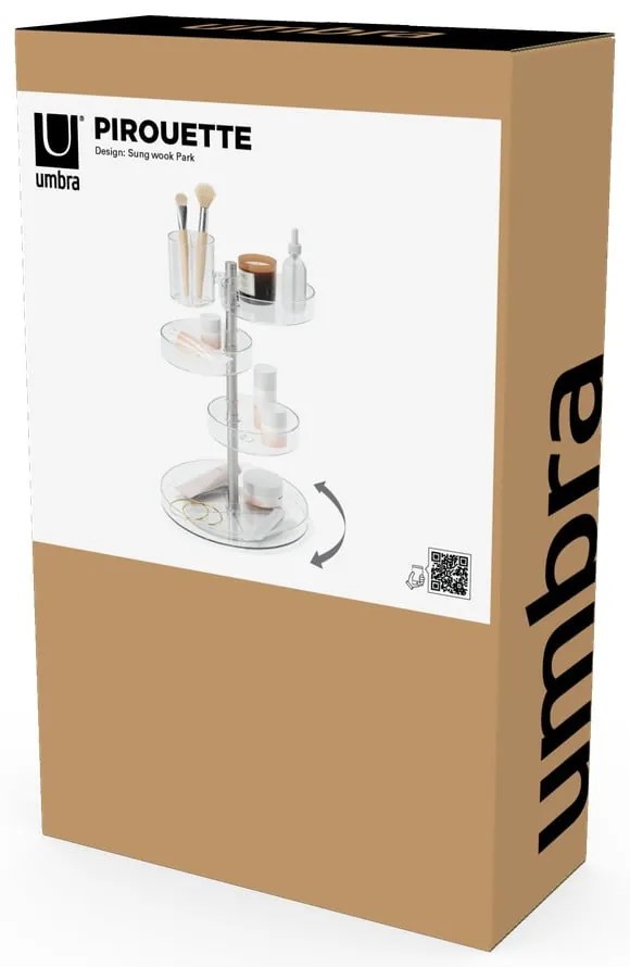Otočný plastový kúpeľňový organizér na kozmetiku Pirouette – Umbra