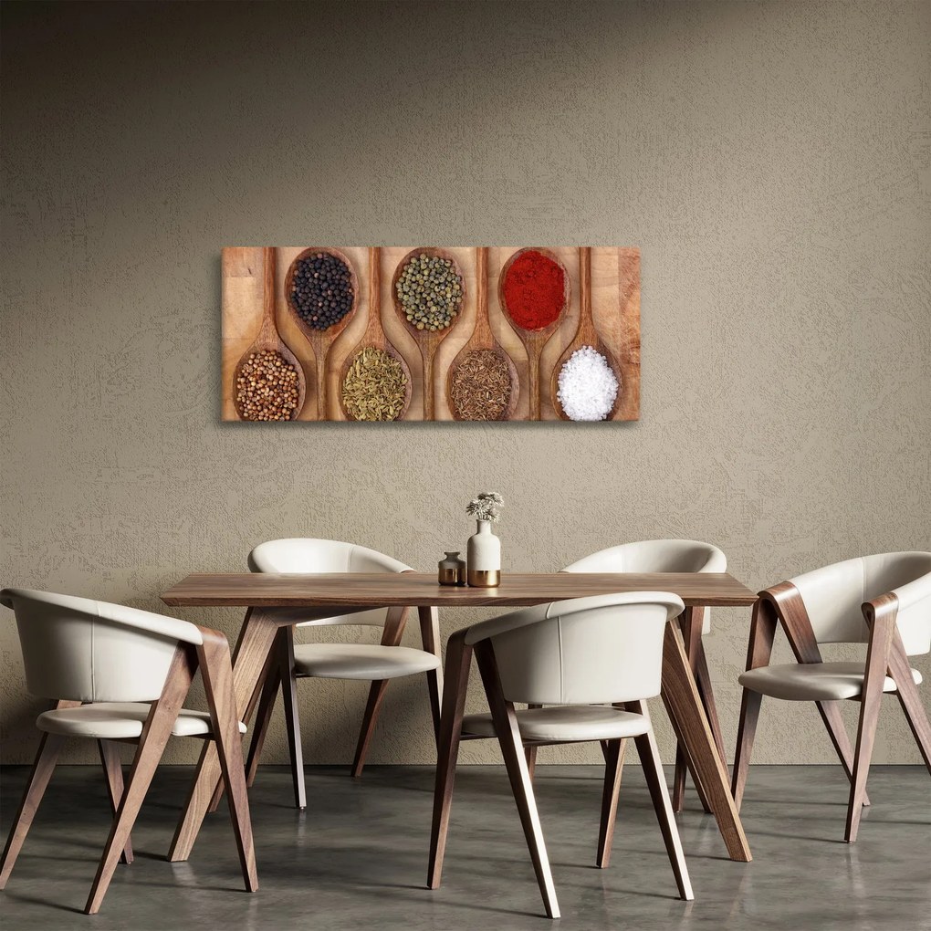 Obraz - Korenie na lyžiciach (120x50 cm)