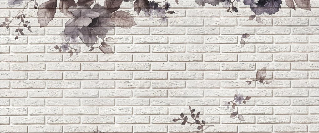 Obraz múru s kyticou (120x50 cm)