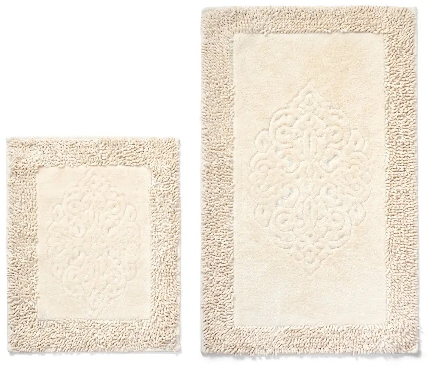 Súprava 2 kusov kúpeľňových predložiek Bavlnené krémové béžové