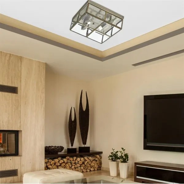 Searchlight 6769-26AB - Stropné svietidlo FLUSH 2xE14/40W/230V mosadz