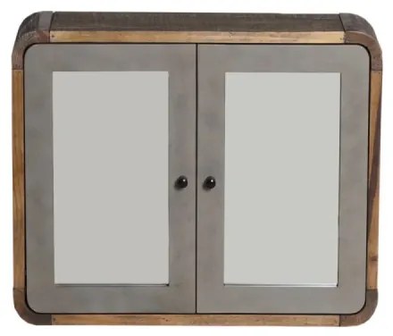 furniture-nabytek.cz - Masívna kúpeľňová zrkadlová skrinka Dingle z recyklovanej borovice, lakovaná, prírodná / šedá – 67×20×55 cm