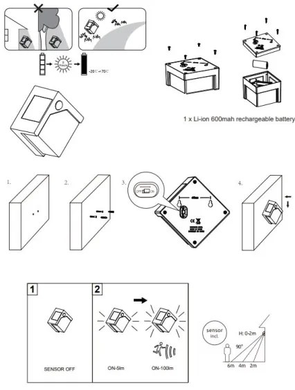 Globo 36480 - LED Solárne svietidlo so senzorom SOLAR LED/0,48W/3V IP44