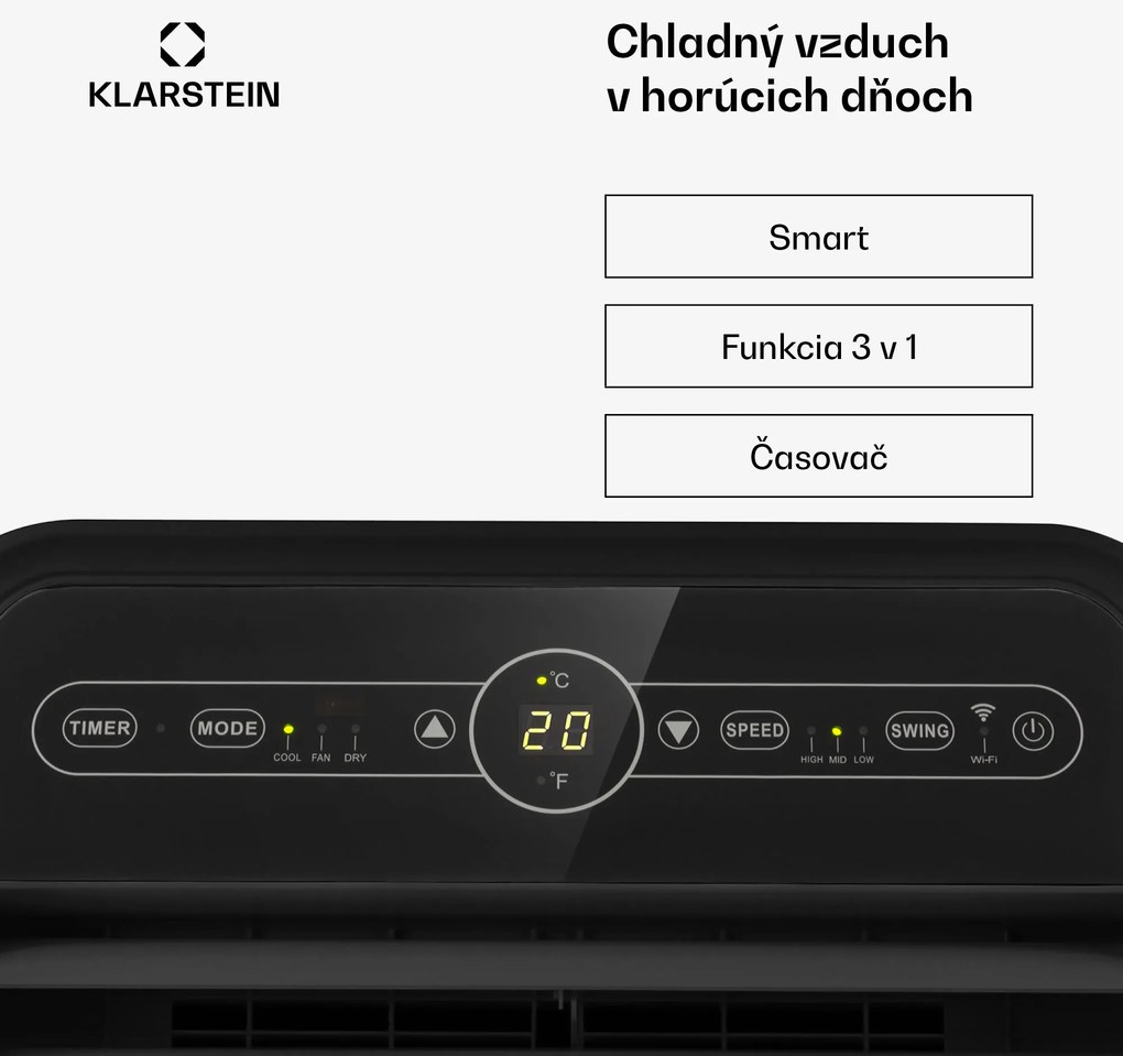 Klarstein Metrobreeze New York Smart 12k, mobilná klimatizácia, 12 000 BTU/3,5 kW, A, diaľkový ovládač