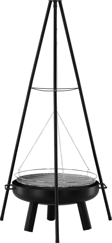 CH Závesný záhradný gril na trojnožke s ohniskom, 150 cm