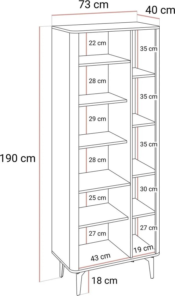 Moderná vitrína AYLIN kráľovský orech 190cm + kašmír