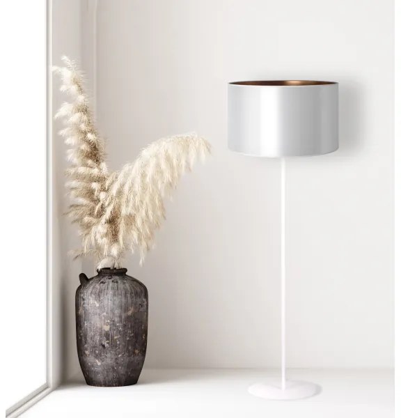 Duolla - Stojacia lampa CANNES 1xE27/15W/230V pr. 45 cm strieborná/medená/biela