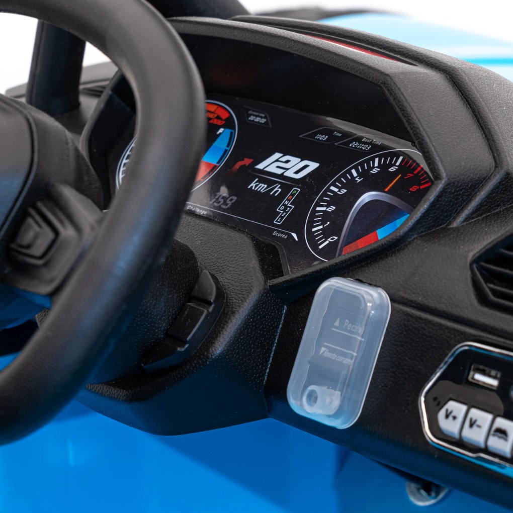 Ramiz Detská pretekárska bugina na batérie 5 Modrá + motory 2x200W + diaľkové ovládanie + zvuková LED dióda + pomalý štart