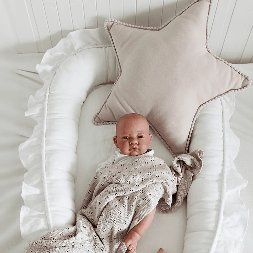 Boho vankúš hviezda s bublinkami púdrovo ružová 50 cm