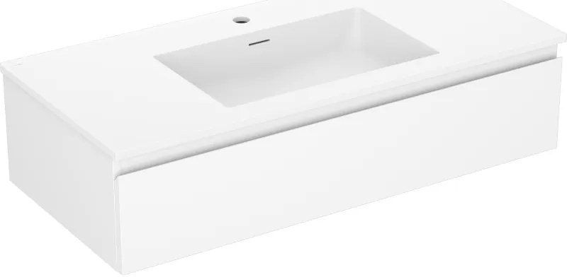 Mexen Orio, kúpeľňová skrinka 100 cm s umývadlom Otis, 1 zásuvka, biela matná, 91A10-10023-1-BF01-W18M01