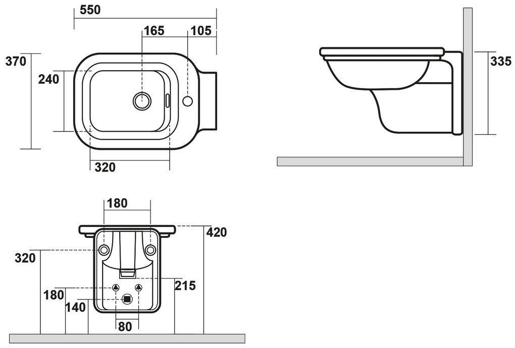 Kerasan Kerasan, WALDORF bidet závesný 37x33,5x55cm, 4125K1