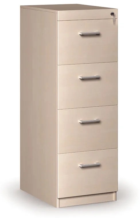 Drevená zásuvková kartotéka A4, 4 zásuvky, breza