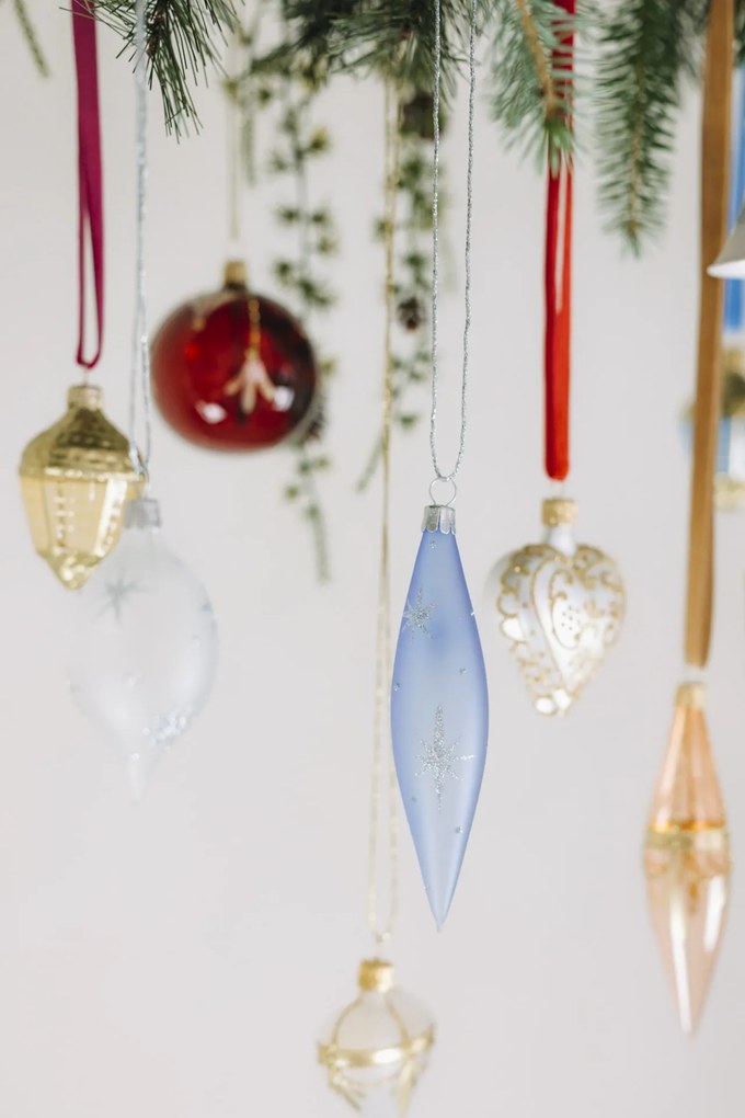 Bella Rose Sklenená vianočná ozdoba Kvapka Svetlomodrá Mat