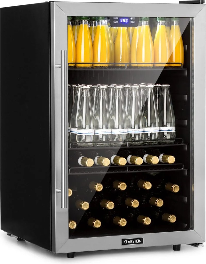Klarstein Beersafe 5XL, chladnička, 147 l, 3 police, panoramatické sklenené dvere, nehrdzavejúca oceľ