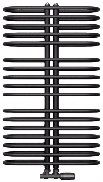 Regnis LEVEL II, vykurovacie teleso 600x980mm so stredovým pripojením 50mm, 890W, čierna matná, LEVEL980/600/D50/BLACK