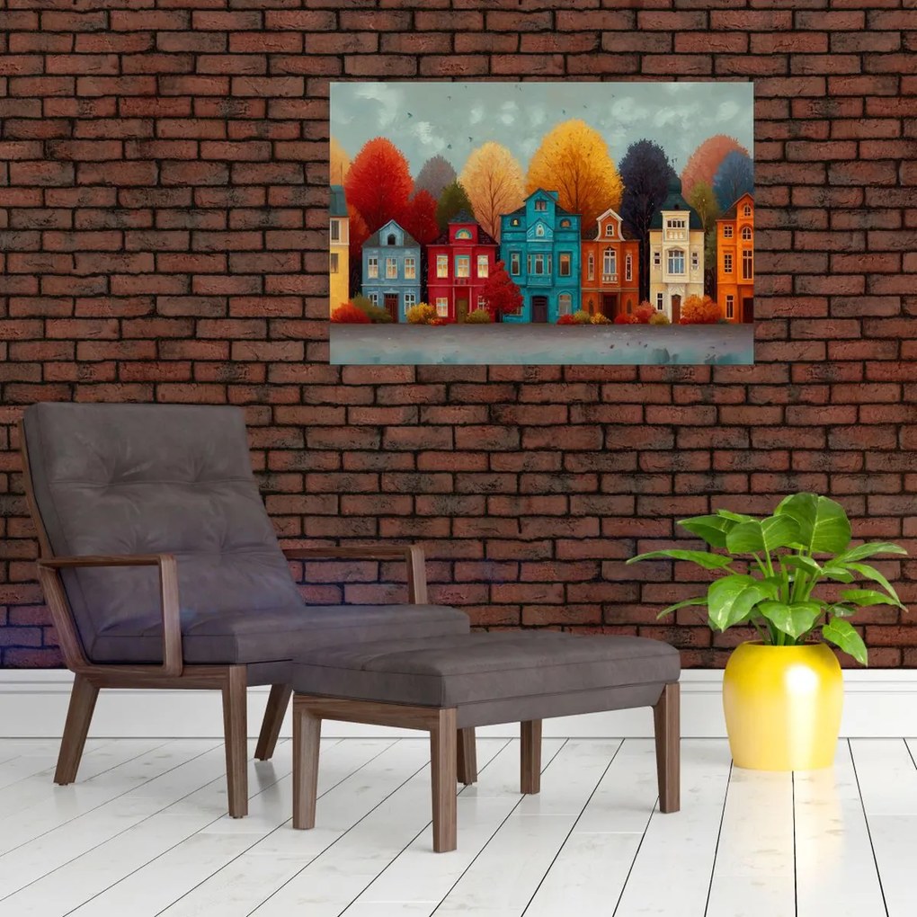 Obraz - Maľované jesenné mesto (90x60 cm)