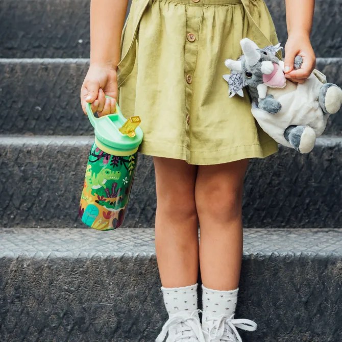 Nerezová termofľaša s náustkom Pop Kids Dinosaurus Jungle 445 ml