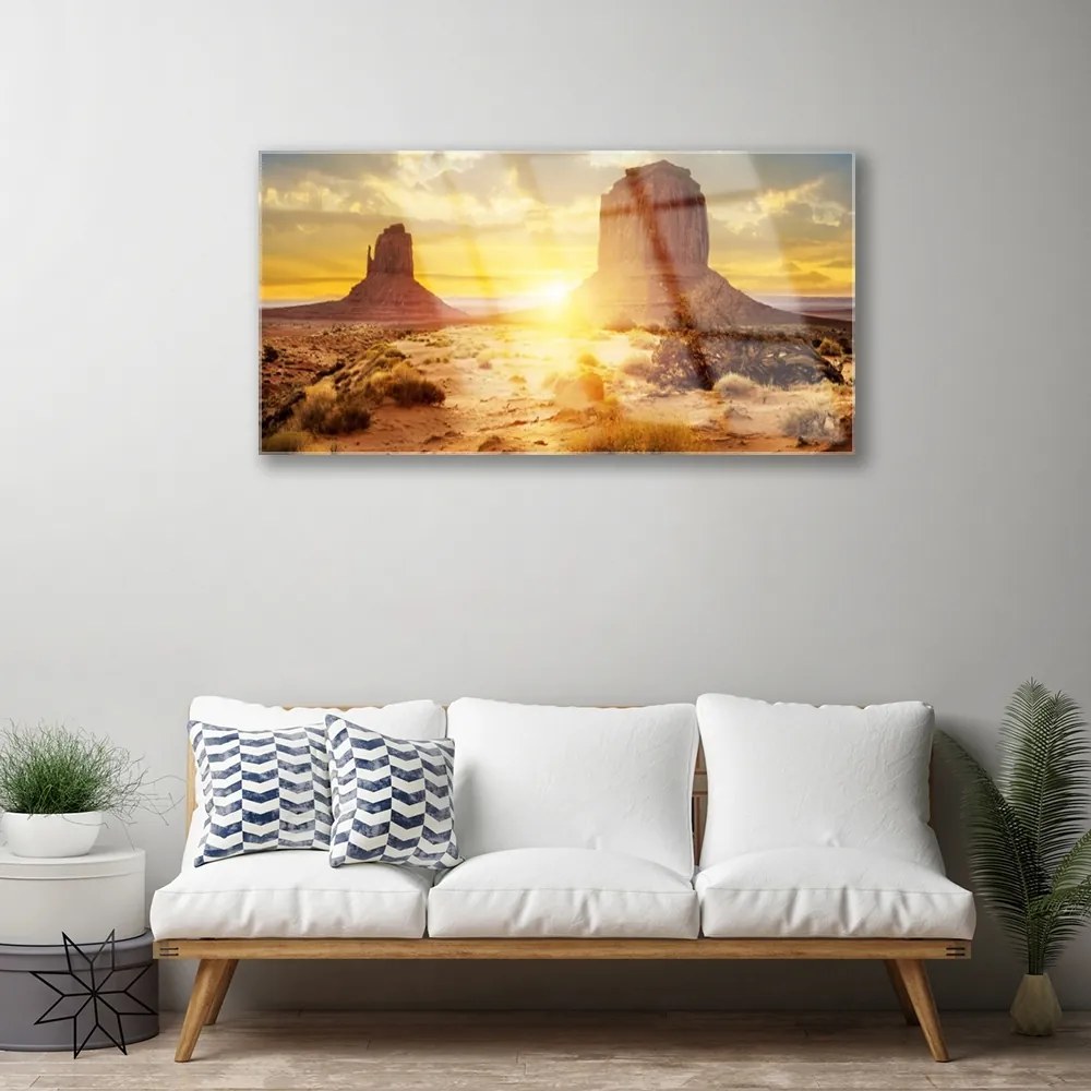 Obraz na skle Púšť slnko krajina 120x60 cm