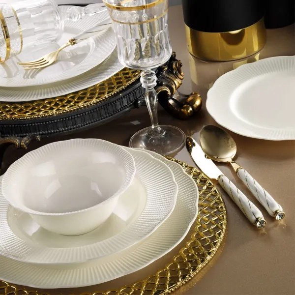 24-dielna jedálna súprava z bieleho porcelánu