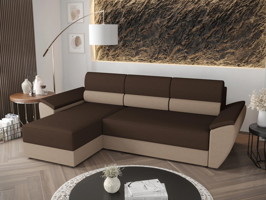 Rohová sedacia súprava Radiant L2 (tmavohnedá + béžová) (L). Akcia -20%. Vlastná spoľahlivá doprava až k Vám domov. 1062219