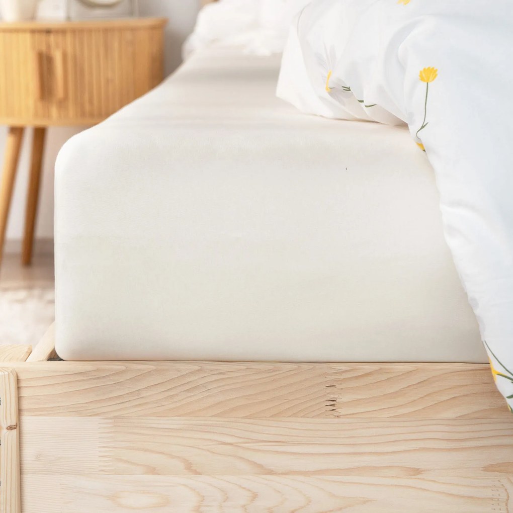 Goldea jersey elastická plachta - smotanová 140 x 200 cm