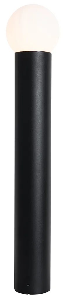 Čierna vonkajšia stojaca lampa s opálovým sklom 80 cm IP44 - Huma