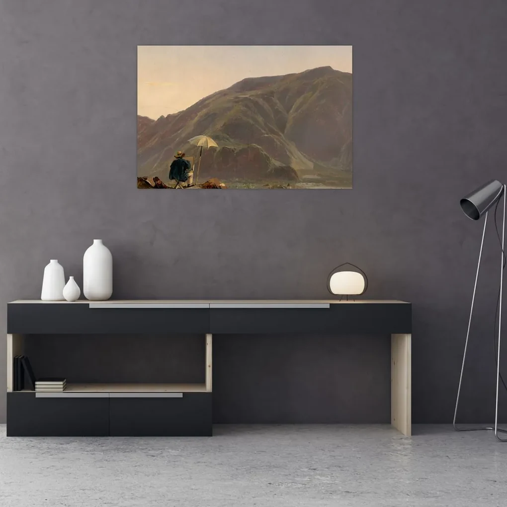 Obraz - Jules Coignet, View of Bozen with a Painter, reprodukcia (90x60 cm)