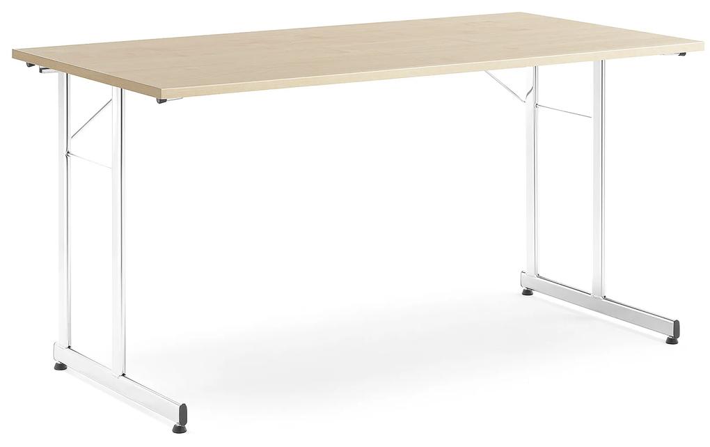 Rokovací stôl Claire, 1400x700 mm, brezový laminát/chróm