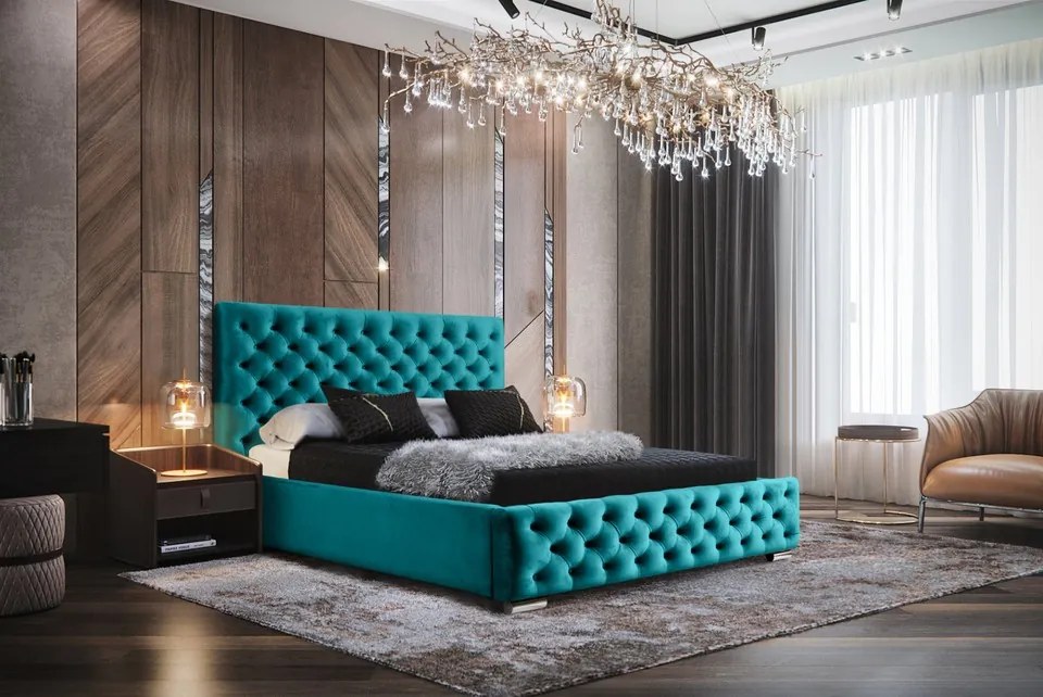 MANŽELSKÁ ČALÚNENÁ POSTEĽ BARON 160x200 S ROŠTOM CHESTERFIELD