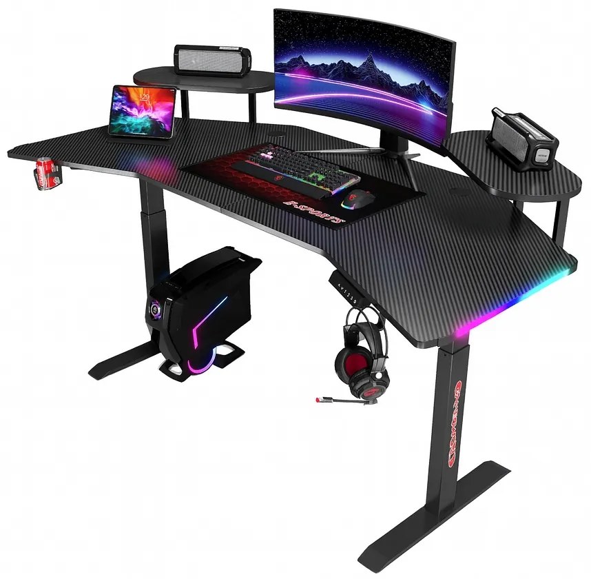 Herný stôl s podsvietením BR03 čierny 160 cm