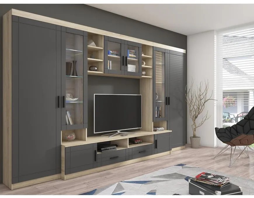 Obývacia stena Paris grafit/sonoma