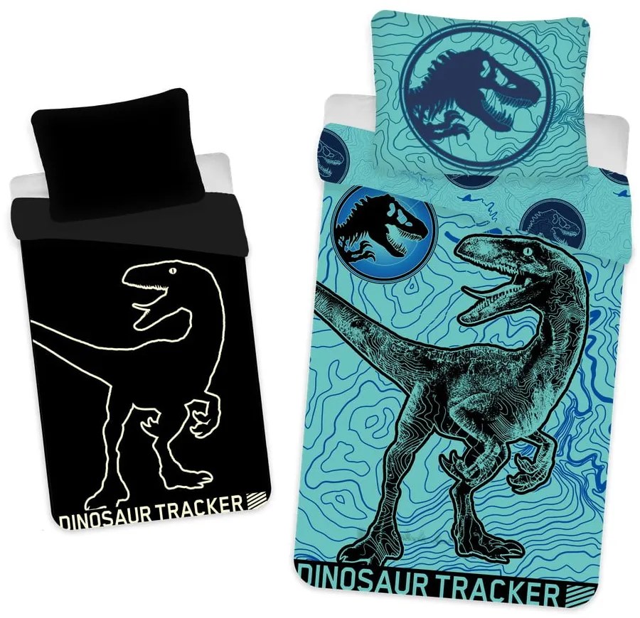 Bavlnené detské obliečky na jednolôžko so svietiacim efektom 140x200 cm Jurrastic World – Jerry Fabrics