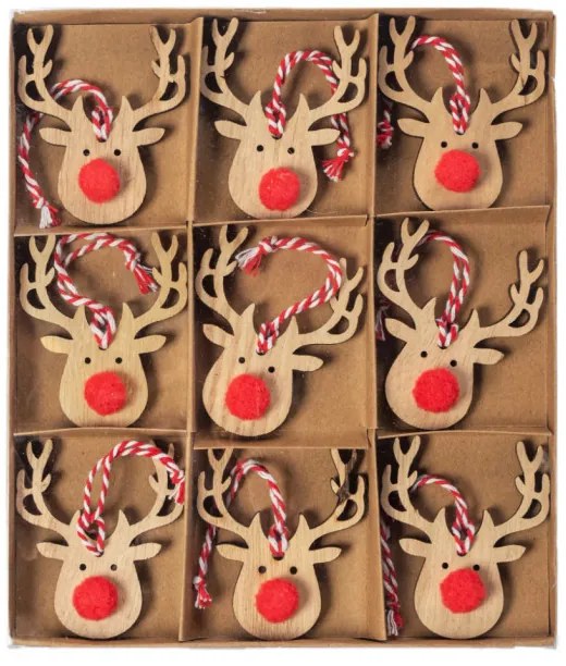 Vianočné ozdoby 311367 soby (9 ks)