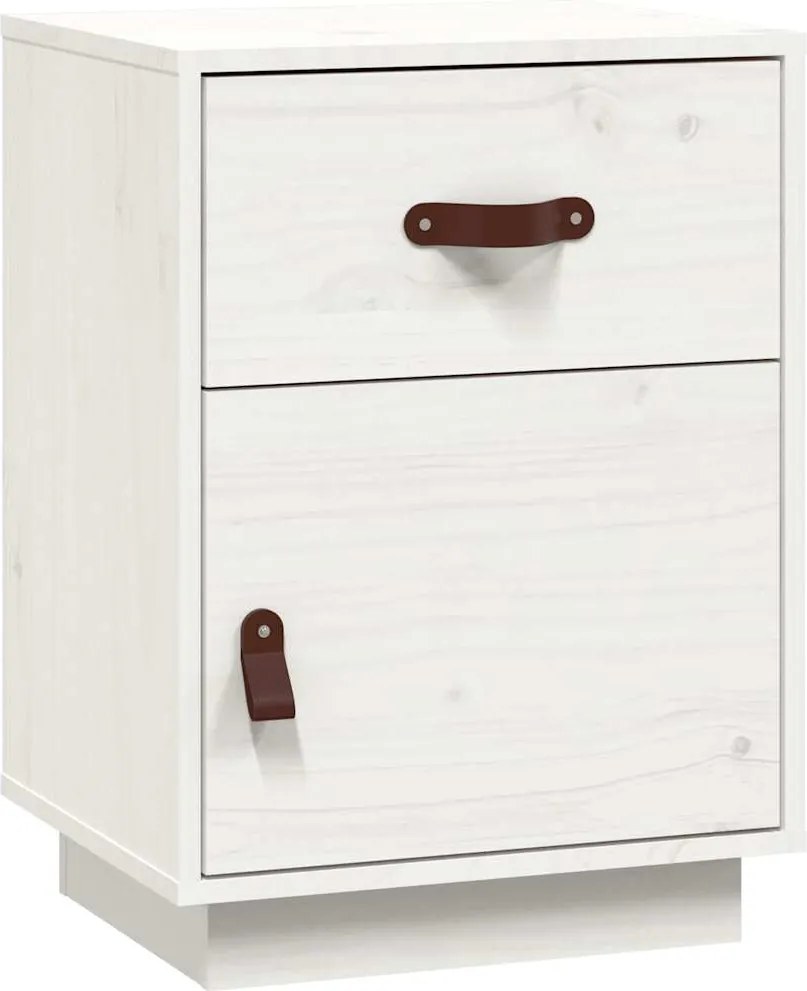 vidaXL Nočný stolík biely 40x34x55 cm masívne borovicové drevo