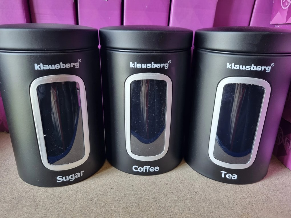 Elegantná sada 3 dóz KB-7098, čierna