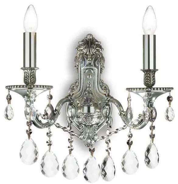Ideal Lux - Krištáľové nástenné svietidlo GIOCONDA 2xE14/40W/230V strieborná