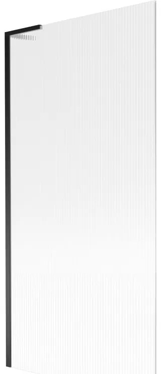 Mexen Next L, 1-krídlová vaňová zástena 90 x 150 cm, 6mm sklo s rebrovým vzorom, čierny profil, 895-090-000-03-09-70