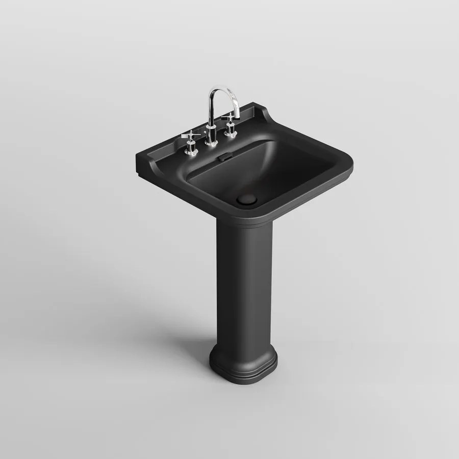 Kerasan Kerasan, WALDORF univerzálny keramický stĺp k umývadlam 60,80cm, čierna matná, 417031