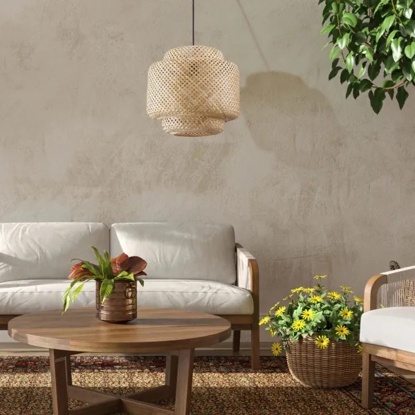 Luster na lanku BERTA 1xE27/20W/230V pr. 50 cm bambus