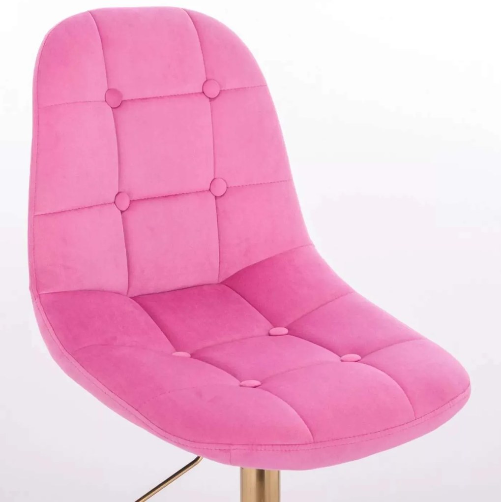 LuxuryForm DESIGN Stolička SAMSON VELUR na zlaté podstave s kolieskami - ružová