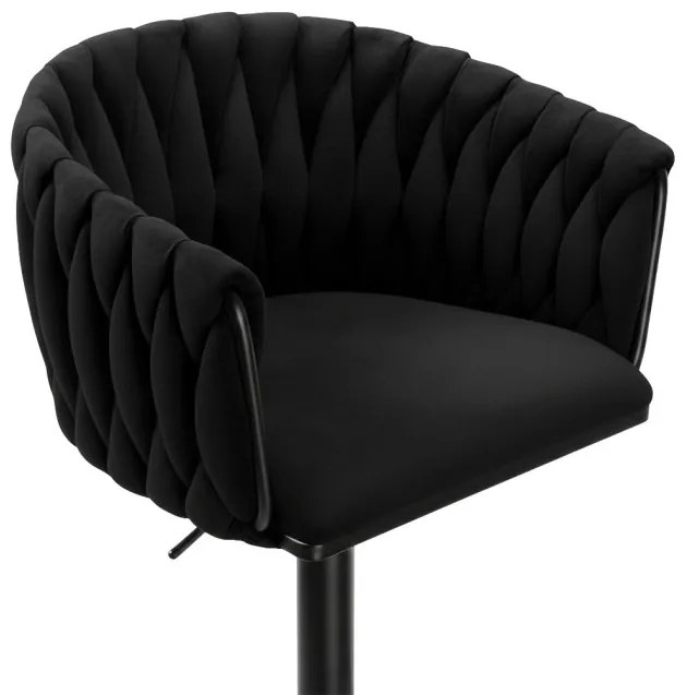 Barová stolička COFTON zamatová, čierna